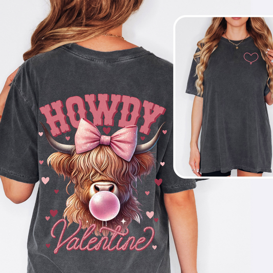 Howdy Valentine Highland Cow T-Shirt