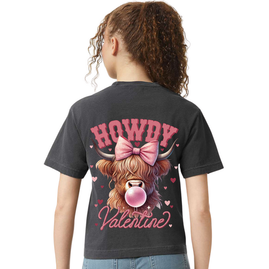 Howdy Valentine Highland Cow Boxy T-Shirt