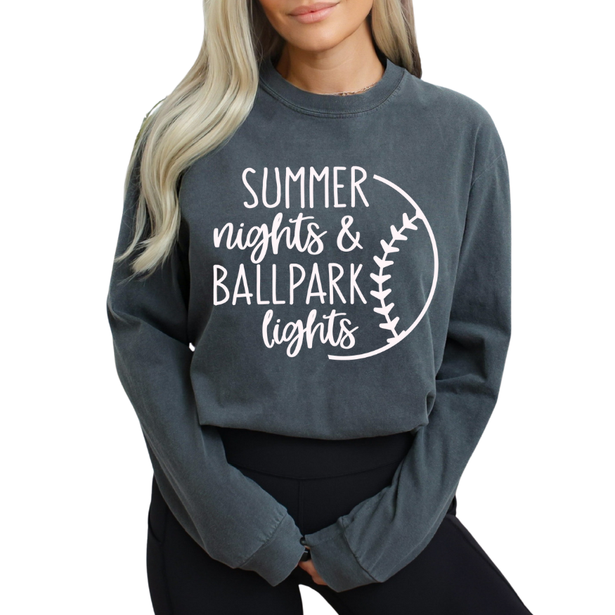 Summer Nights Ballpark Lights LS T-Shirt