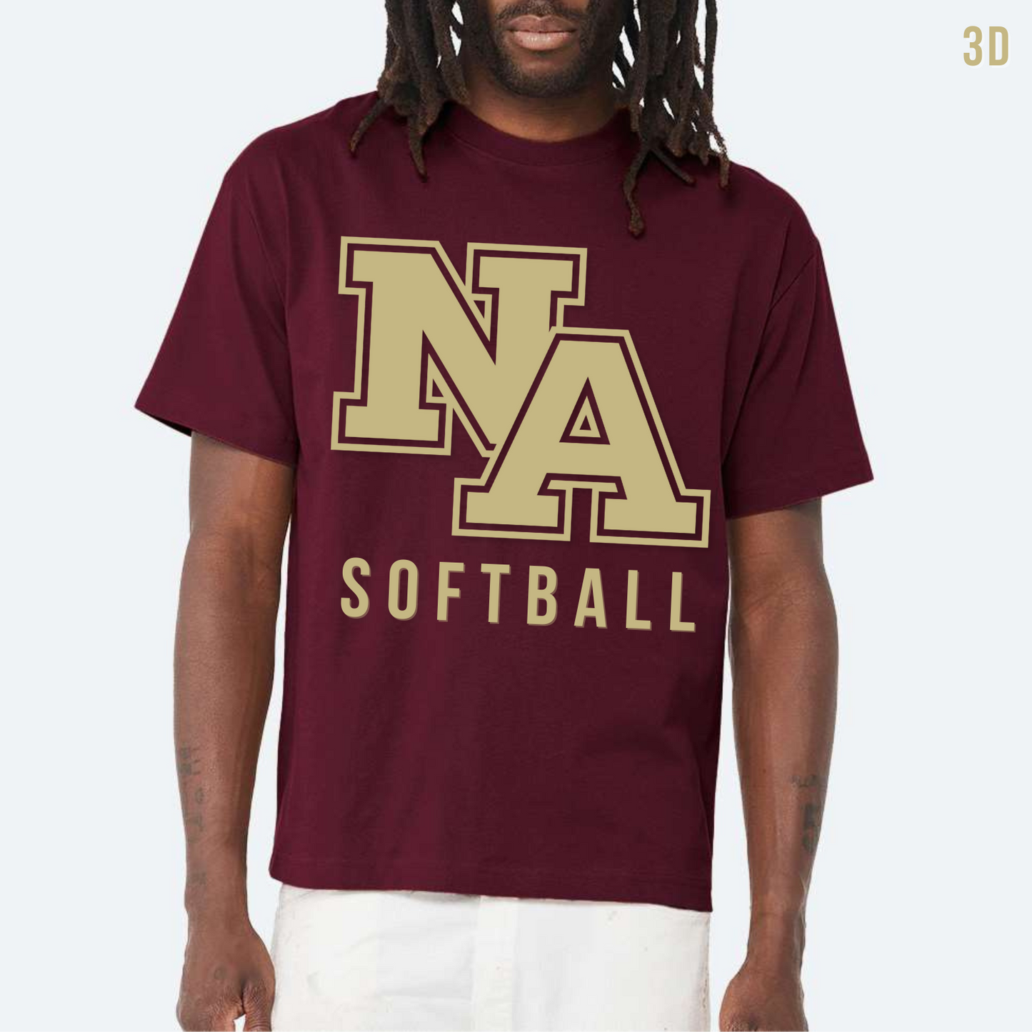 NA Softball: Heavyweight T-Shirt *3D* Monochrome Print