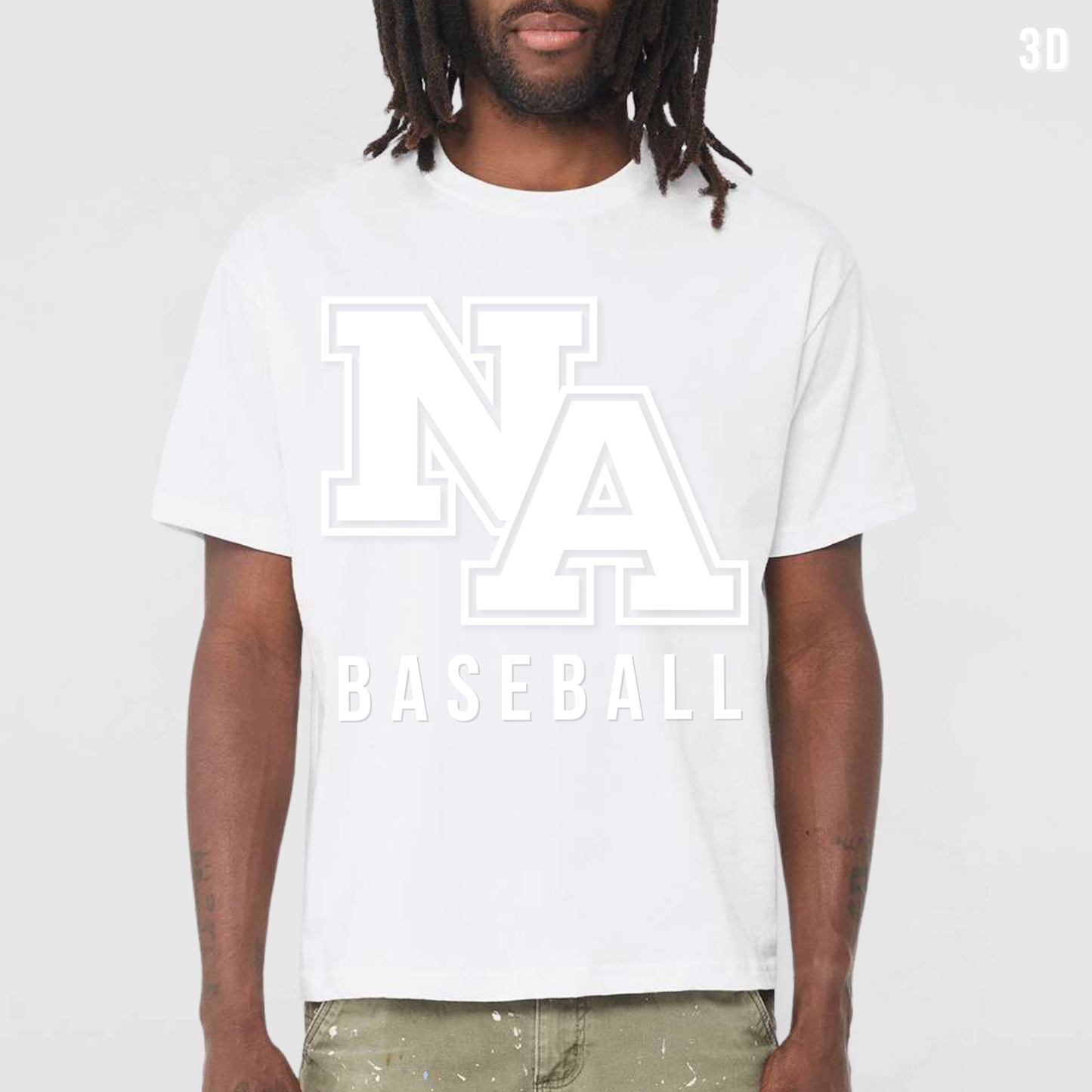 NA Baseball: Heavyweight T-Shirt *3D* Monochrome Print