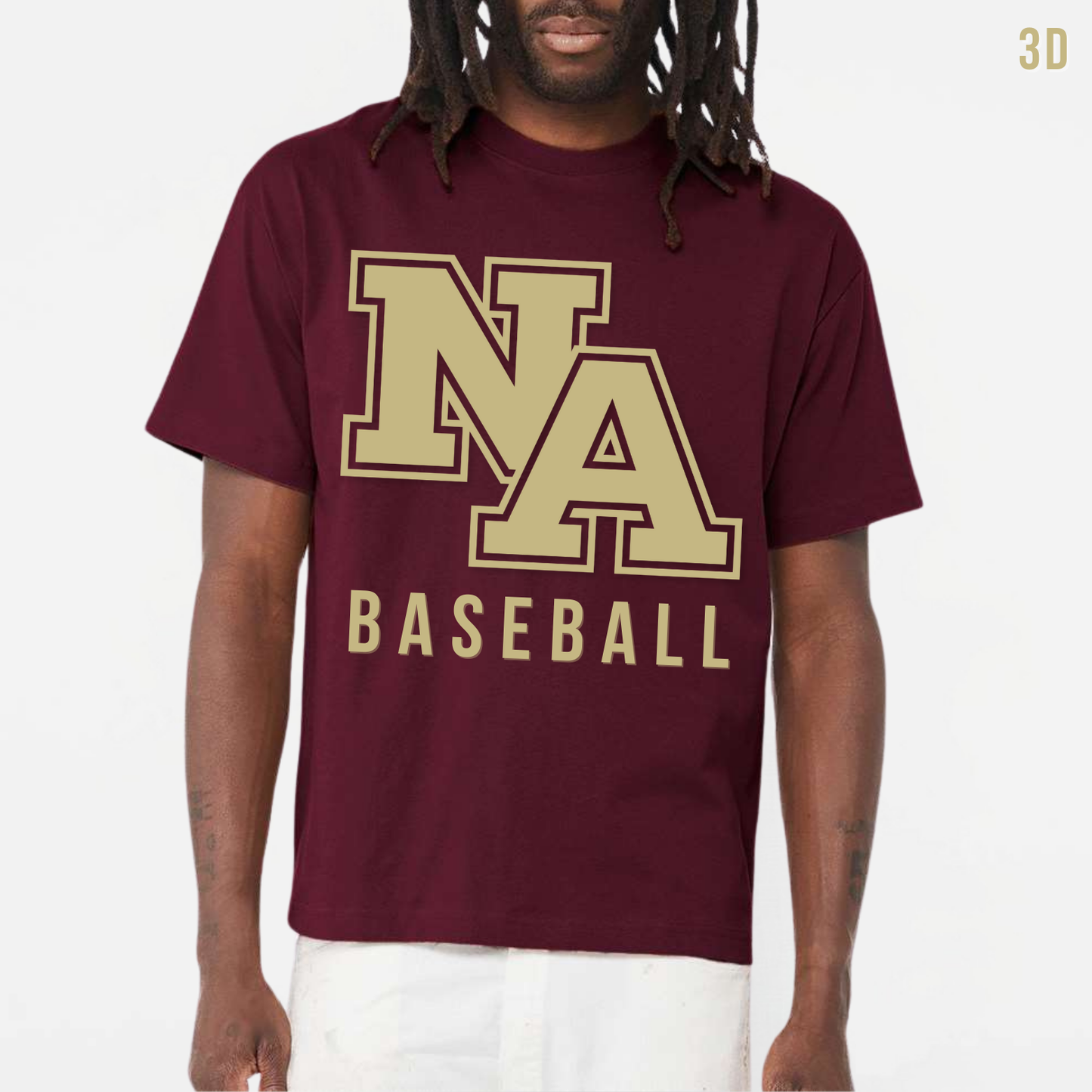 NA Baseball: Heavyweight T-Shirt *3D* Monochrome Print