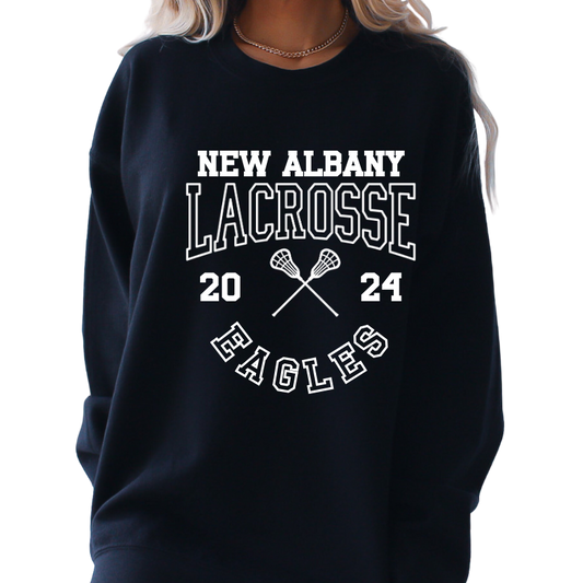 New Albany Lacrosse Varsity Font Crewneck Sweatshirt