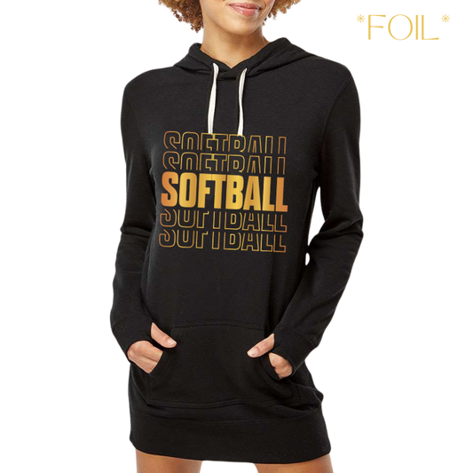 Softball Sweatshirt Dress *Foil* Printed