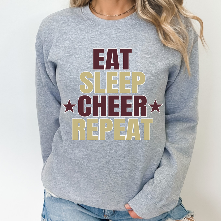 Eat Sleep Cheer Repeat Crew Sweatshirt