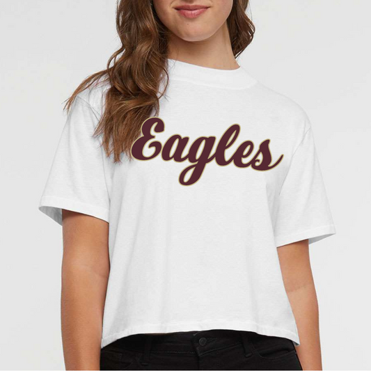 Cropped Eagles Sunday Script T-Shirt