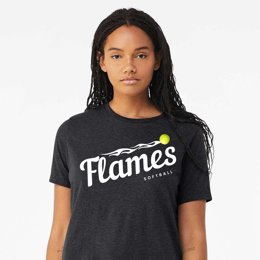 Flames Womens Angled Logo Tee