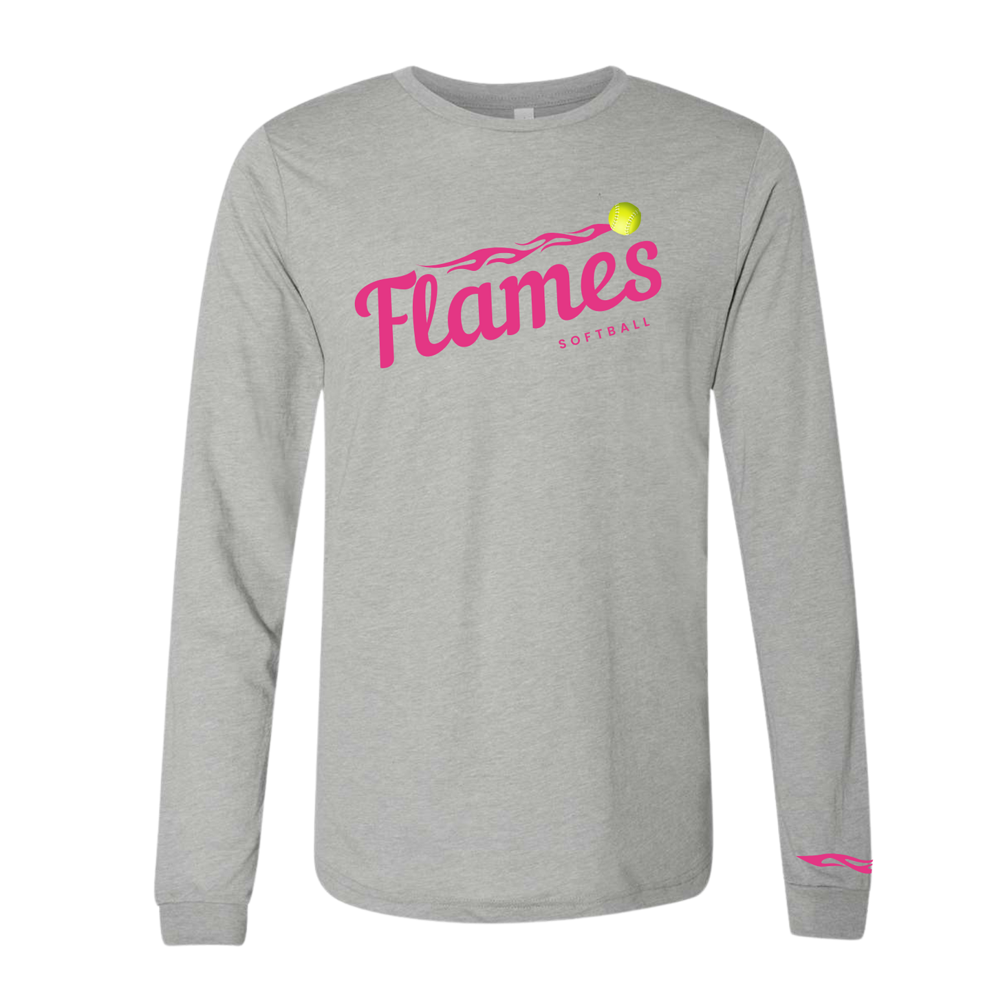 Flames Long Sleeve Angled Logo Tee