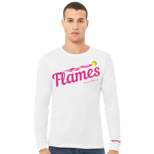 Flames Long Sleeve Angled Logo Tee