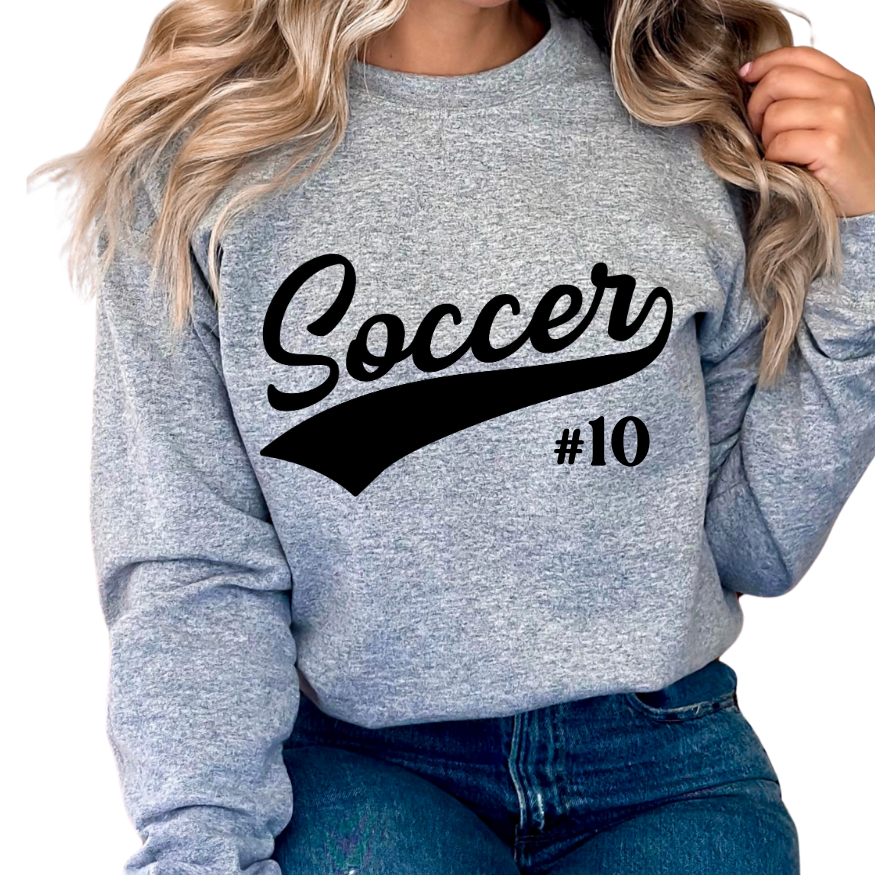 Soccer Script Crew Player # Sweatshirt