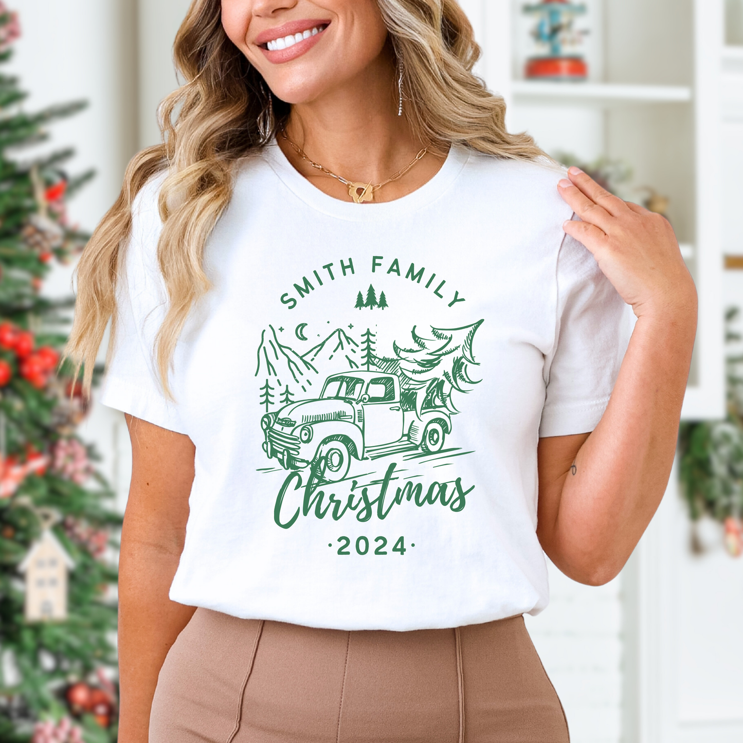 Personalized Family Christmas Tree T-Shirt