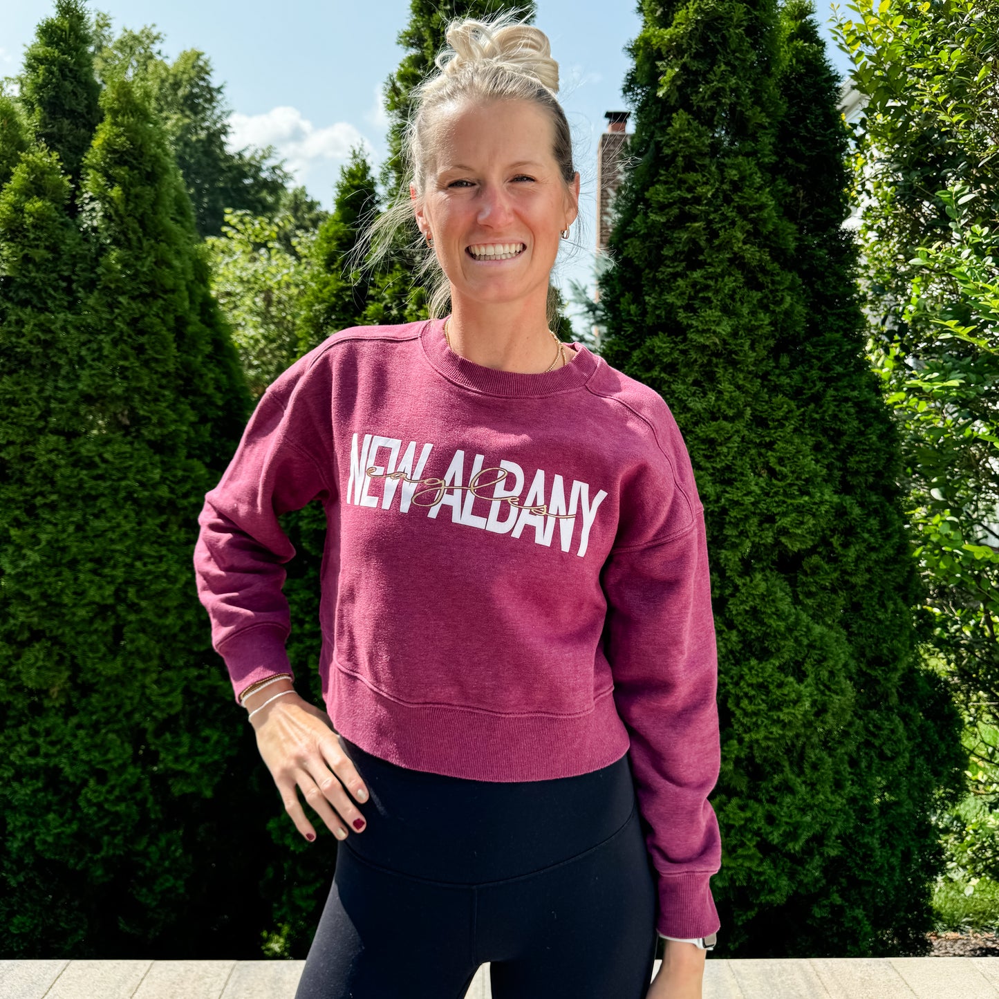 New Albany Eagles Cropped & Flocked Sweatshirt