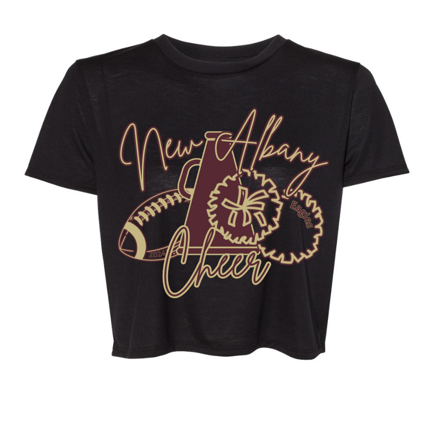 New Albany Football Cheer 2024 Flowy Crop T-Shirt