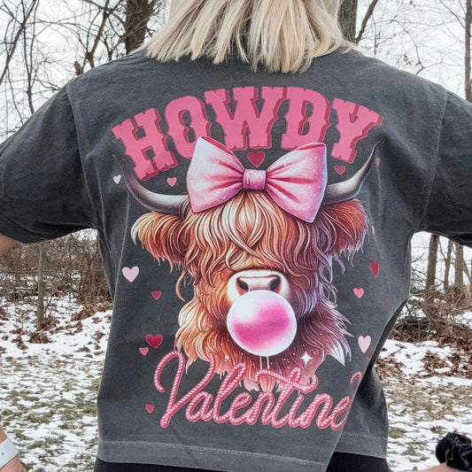 *marketing sample* Howdy Valentine Highland Cow Boxy T-Shirt - size adult medium