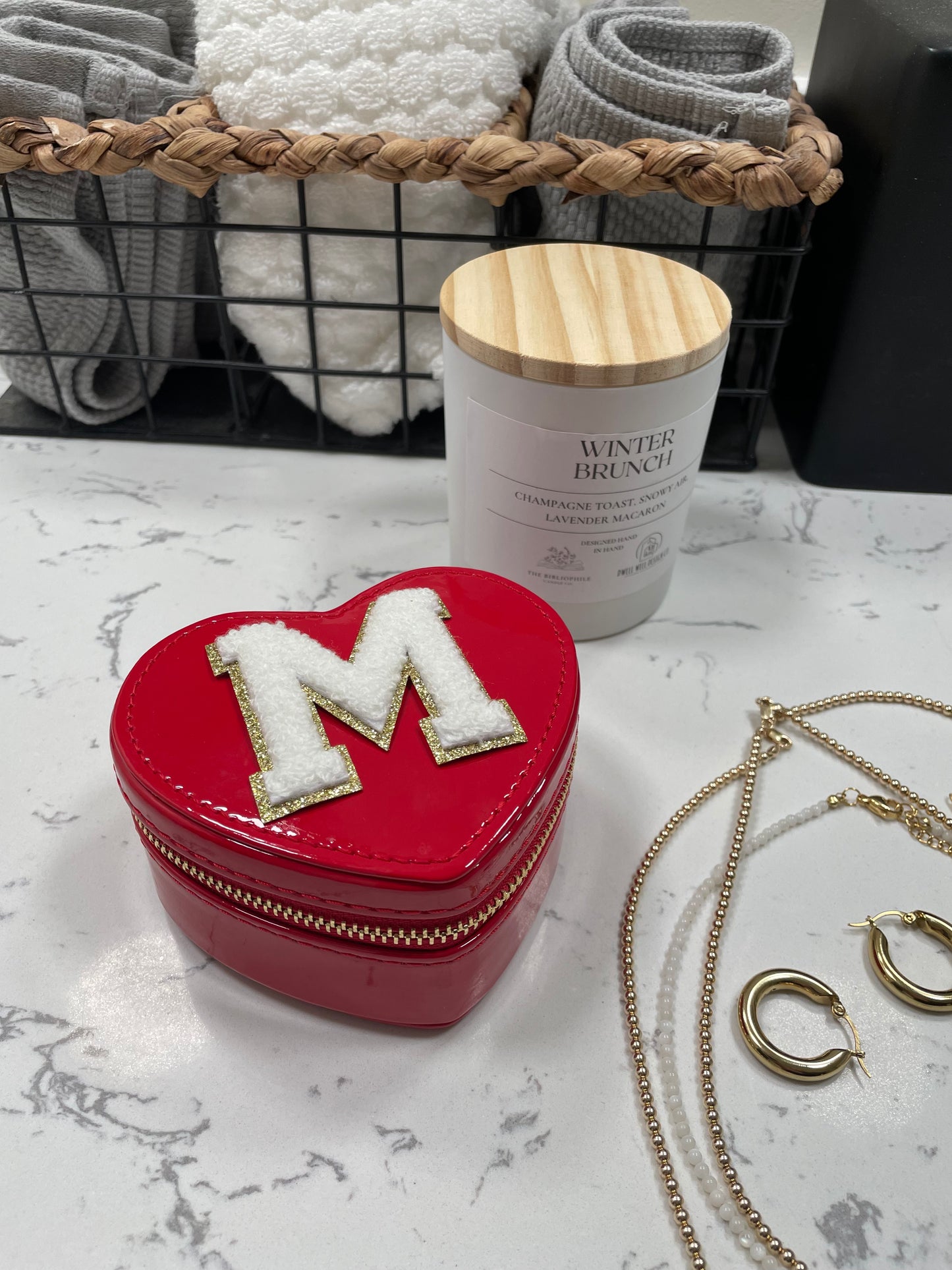 Red Heart Monogram Jewelry Box