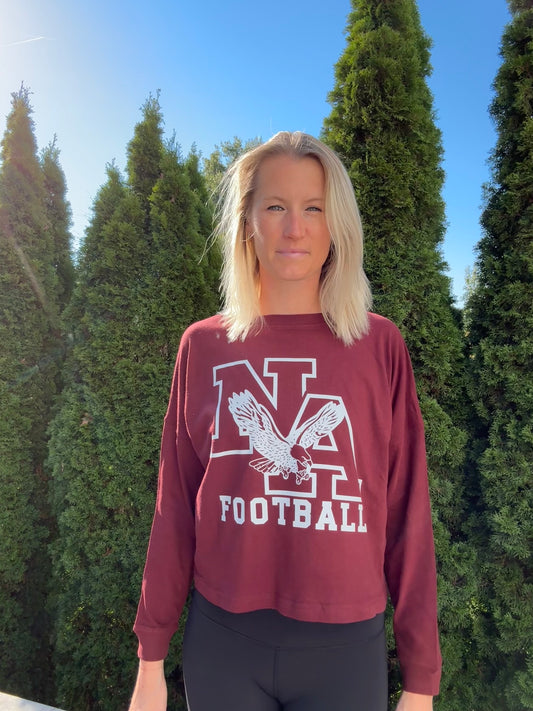 NA Football Boxy Crop Long Sleeve T-Shirt