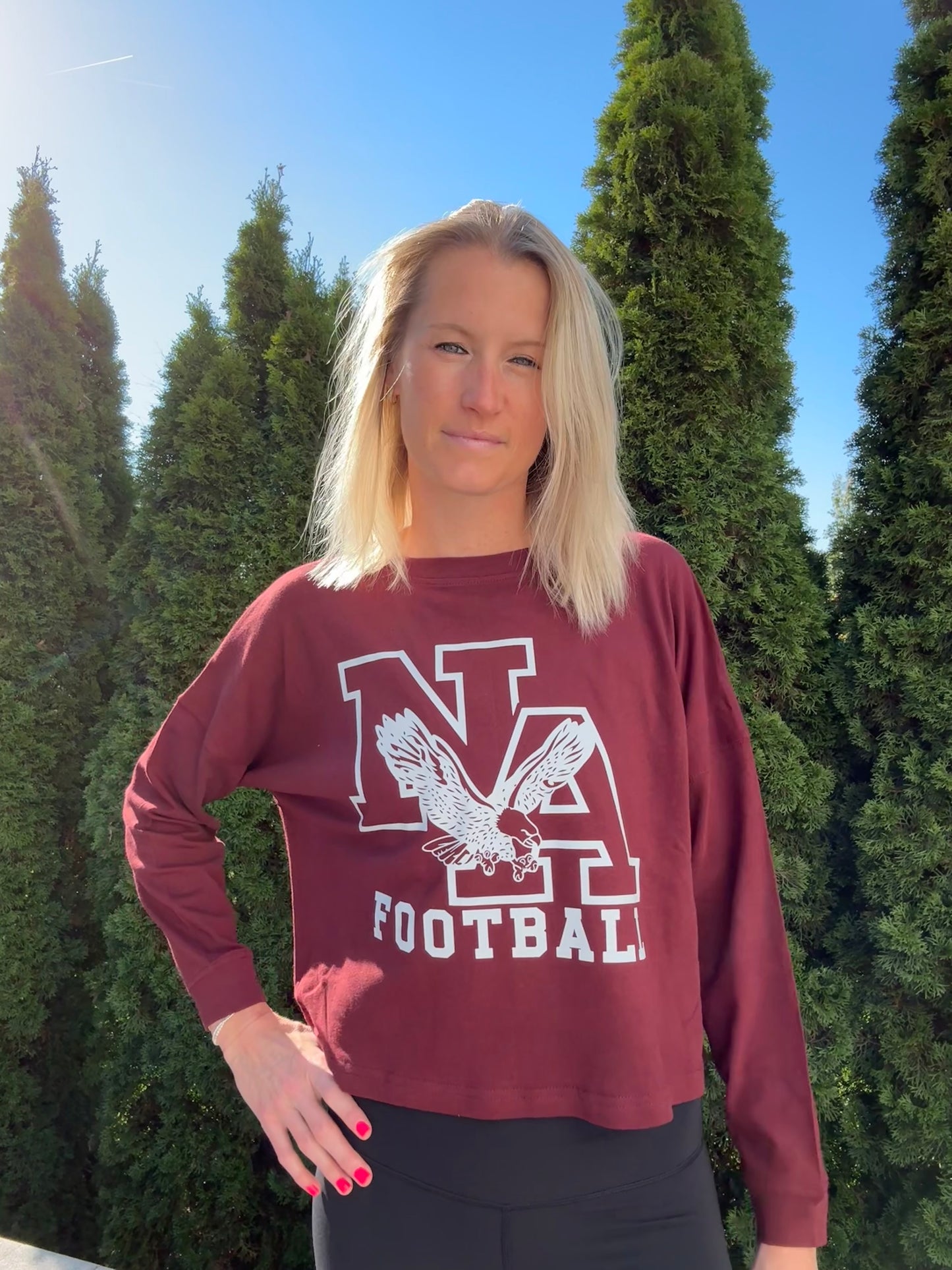 NA Football Boxy Crop Long Sleeve T-Shirt