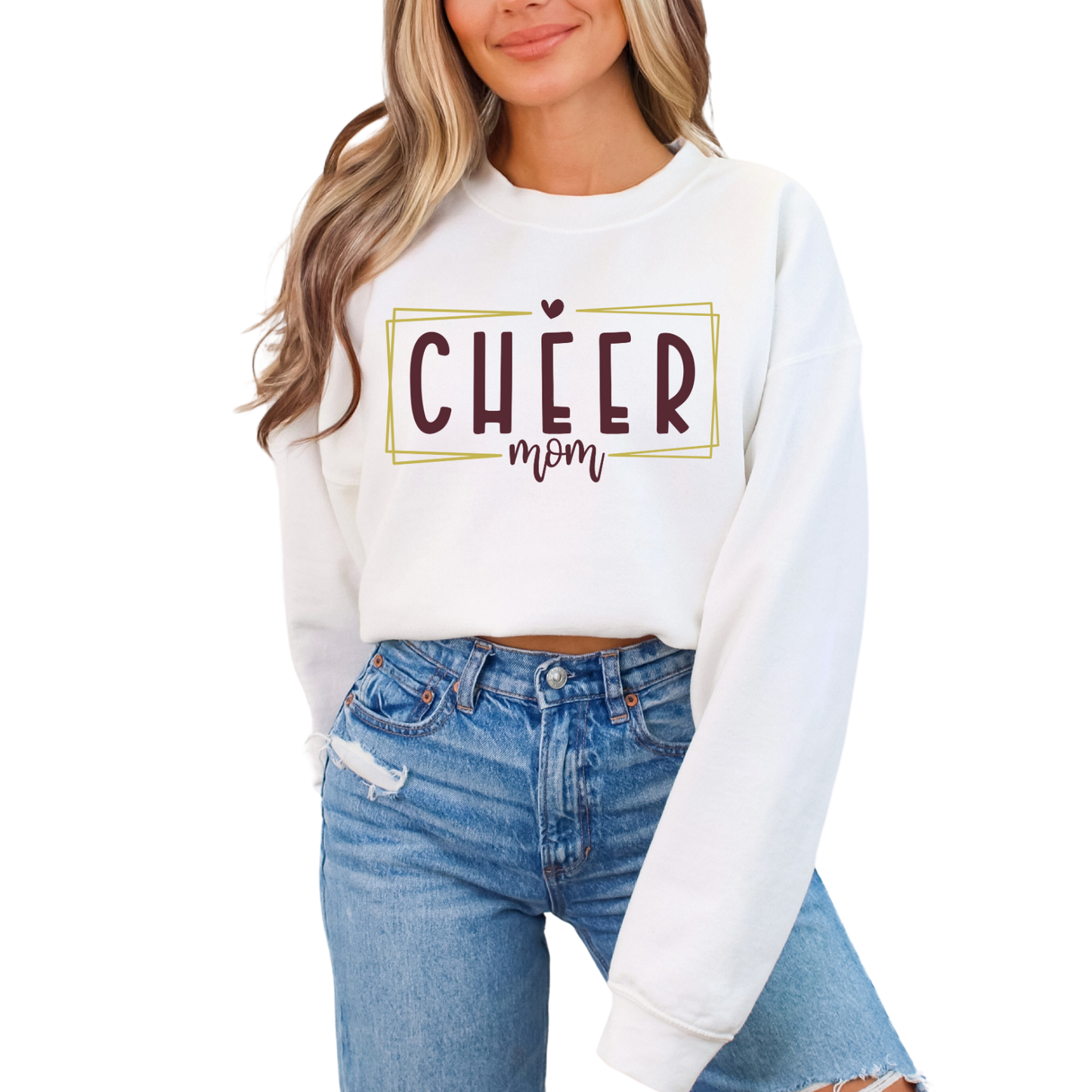 Cheer Mom Heart Crew Sweatshirt