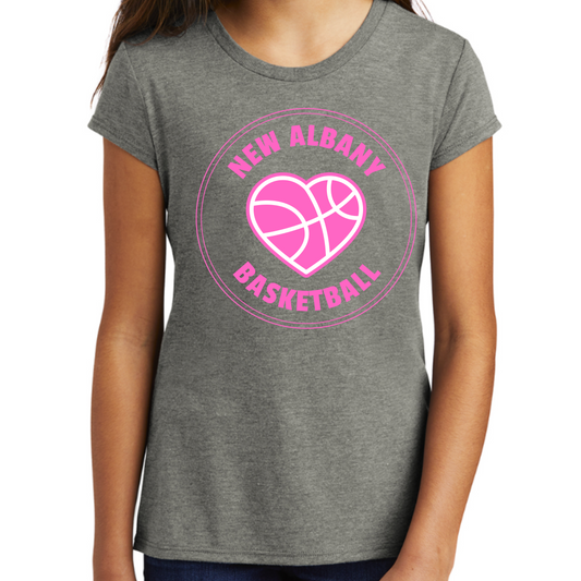 New Albany Basketball Heart Womens & Girls T-Shirt