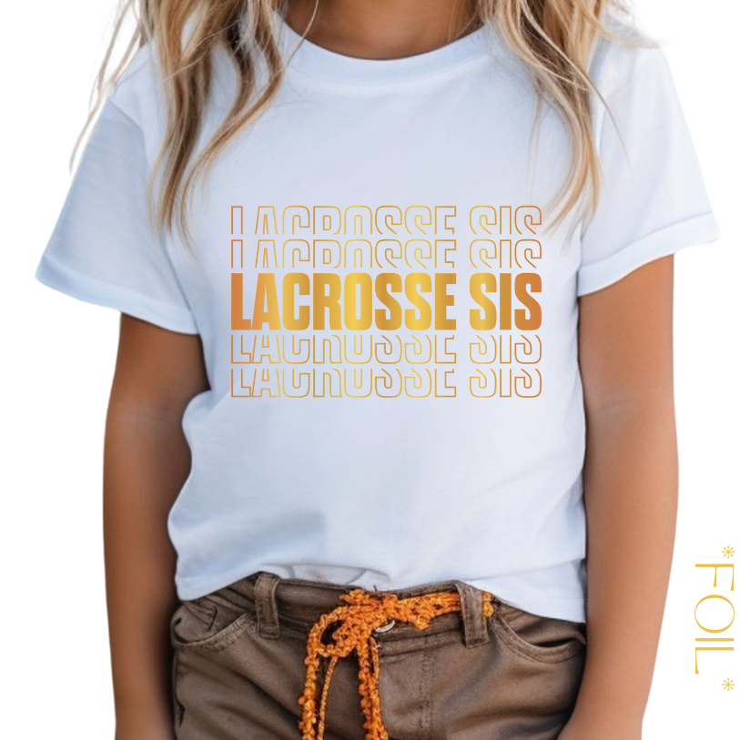Lacrosse Sis Metallic Echo Font Tee Shirt