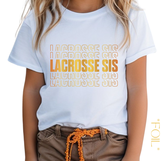 Lacrosse Sis Metallic Echo Font Tee Shirt